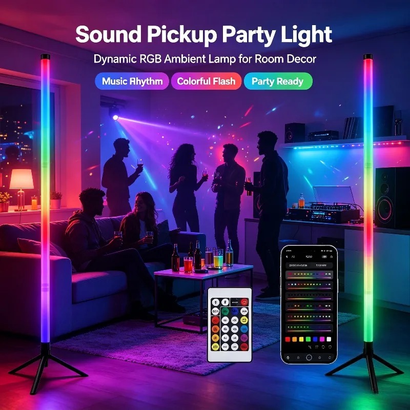Esports Gaming - 2 Stück 120CM RGB Stehlampe, Schallreaktive