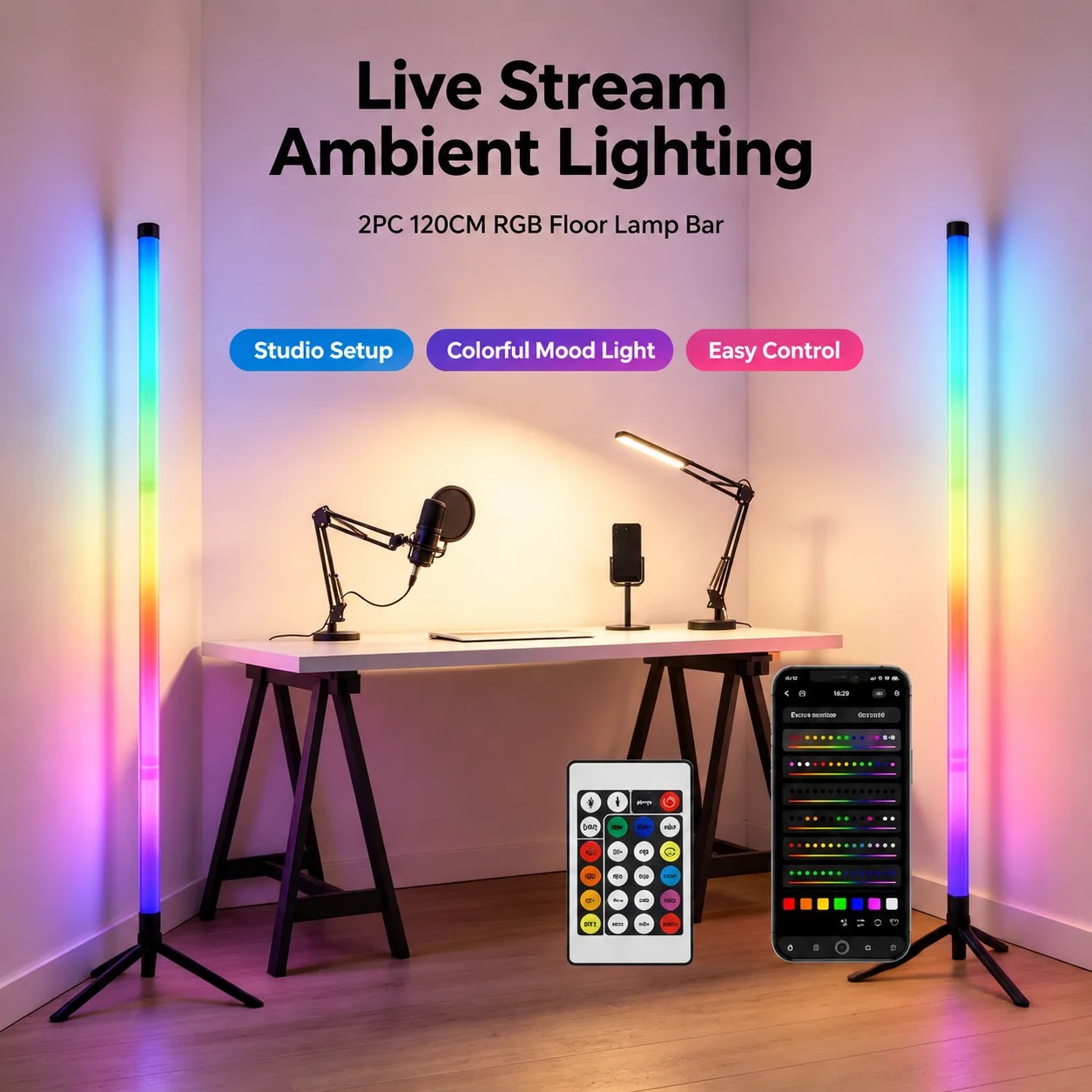 2 Stück 120CM RGB Stehlampe, S – Esports Gaming Bewertung und Preis